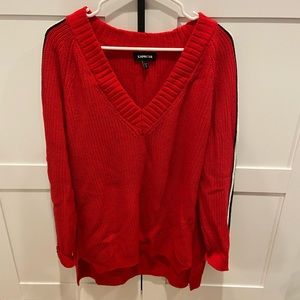 EXPRESS Oversized Sweater - RED with black and white detail - MEDIUM